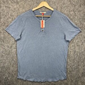 Marine Layer Henley T-Shirt Men's Small Short Sleeve Cotton Slub Blue New